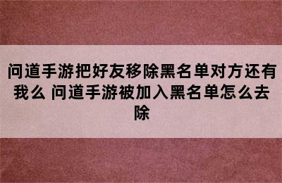 问道手游把好友移除黑名单对方还有我么 问道手游被加入黑名单怎么去除